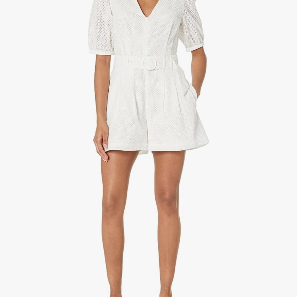 Club Monaco White Eyelet Belted Romper